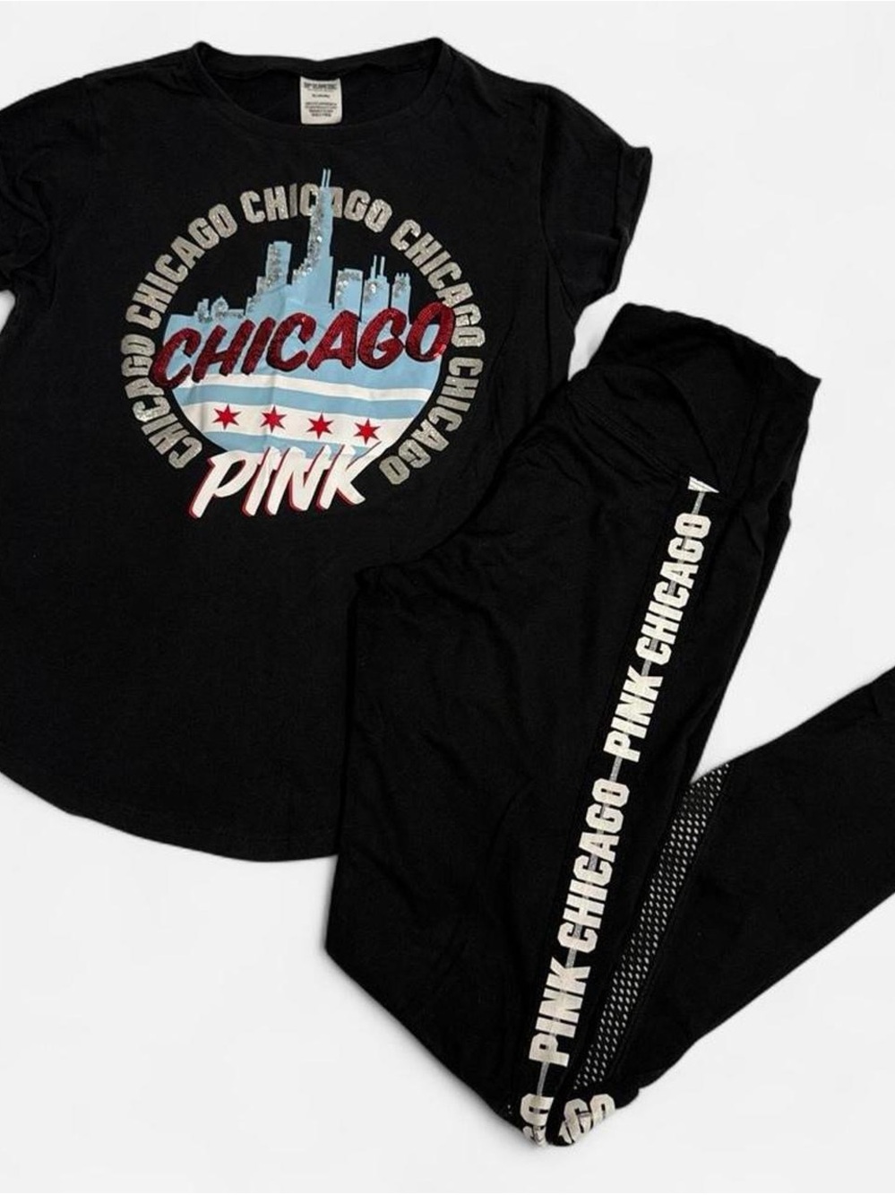PINK Victoria's Secret Black Logo Tee - Dual Label Detail